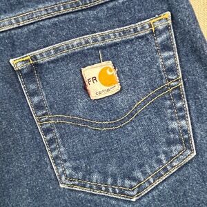 Carhartt FR Flame Resistant Work Jeans Mens 34x36 Blue Denim Straight Leg 280-83